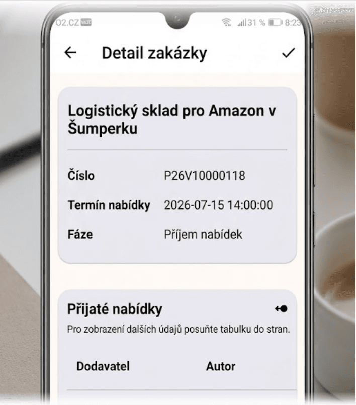 Mějte své tendry pod kontrolou kdekoli s aplikací Tenero.: detail tendru